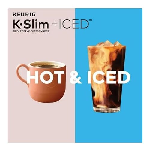  Keurig K-Slim + ICED Single Serve Coffee Maker, Brews 8 to 12oz. Cups, Blue