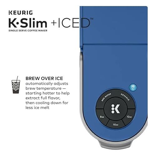  Keurig K-Slim + ICED Single Serve Coffee Maker, Brews 8 to 12oz. Cups, Blue