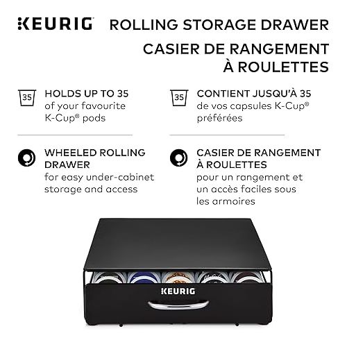  Keurig Under Brewer Storage Drawer, Coffee Pod Storage, Holds Upto 35 Keurig K-Cup Pods, Black