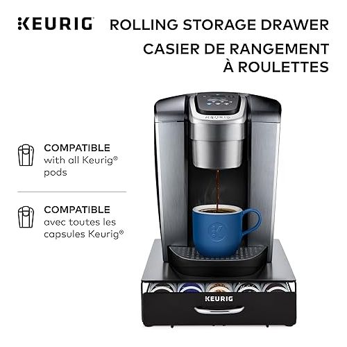  Keurig Under Brewer Storage Drawer, Coffee Pod Storage, Holds Upto 35 Keurig K-Cup Pods, Black