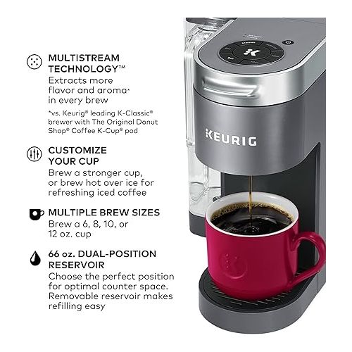  Keurig® K-Supreme Single Serve K-Cup Pod Coffee Maker, MultiStream Technology, Gray