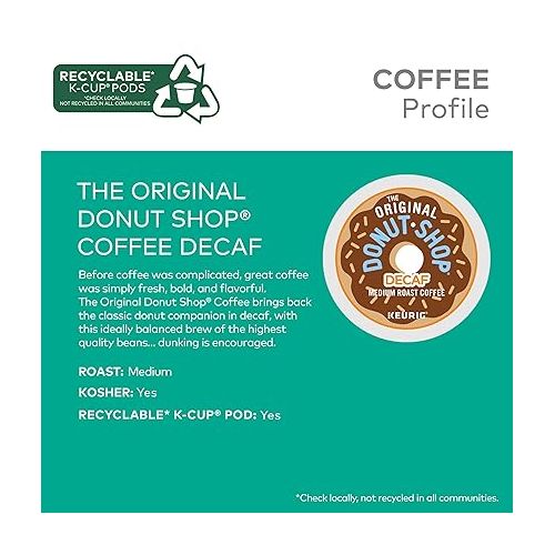 The Original Donut Shop Decaf Keurig Single-Serve K-Cup Pods, Medium Roast Coffee, 72 Count (6 Packs of 12)