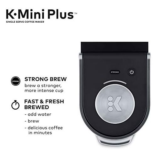  Keurig K-Mini Plus Coffee Maker, Single Serve K-Cup Pod Coffee Brewer, Comes With 6 to 12 oz. Brew Size, K-Cup Pod Storage, and Travel Mug Friendly, Black