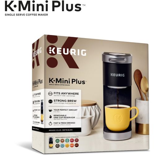  Keurig K-Mini Plus Coffee Maker, Single Serve K-Cup Pod Coffee Brewer, Comes With 6 to 12 oz. Brew Size, K-Cup Pod Storage, and Travel Mug Friendly, Black