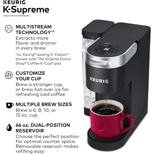  Keurig K-Supreme Coffee Maker, Black + Illy 100% Arabica Bean Signature Italian Blend Roasted Single Serve Drip Brewed Coffee K Cup Pods, Classico Medium Roast, 32Count