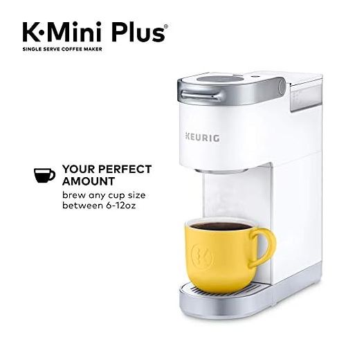  Keurig K-Mini Plus Coffee Maker, Single Serve K-Cup Pod Coffee Brewer, Comes With 6 to 12 oz. Brew Size, K-Cup Pod Storage, and Travel Mug Friendly, Matte White