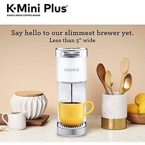  Keurig K-Mini Plus Coffee Maker, Single Serve K-Cup Pod Coffee Brewer, Comes With 6 to 12 oz. Brew Size, K-Cup Pod Storage, and Travel Mug Friendly, Matte White