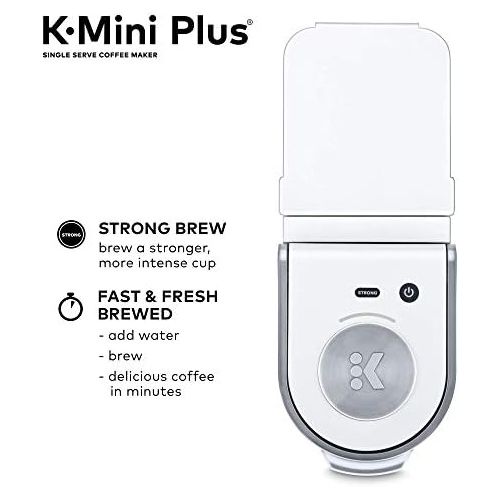  Keurig K-Mini Plus Coffee Maker, Single Serve K-Cup Pod Coffee Brewer, Comes With 6 to 12 oz. Brew Size, K-Cup Pod Storage, and Travel Mug Friendly, Matte White