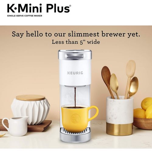  Keurig K-Mini Plus Coffee Maker, Single Serve K-Cup Pod Coffee Brewer, Comes With 6 to 12 oz. Brew Size, K-Cup Pod Storage, and Travel Mug Friendly, Matte White