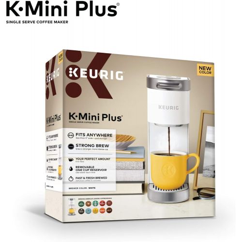  Keurig K-Mini Plus Coffee Maker, Single Serve K-Cup Pod Coffee Brewer, Comes With 6 to 12 oz. Brew Size, K-Cup Pod Storage, and Travel Mug Friendly, Matte White