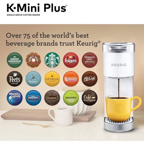  Keurig K-Mini Plus Coffee Maker, Single Serve K-Cup Pod Coffee Brewer, Comes With 6 to 12 oz. Brew Size, K-Cup Pod Storage, and Travel Mug Friendly, Matte White