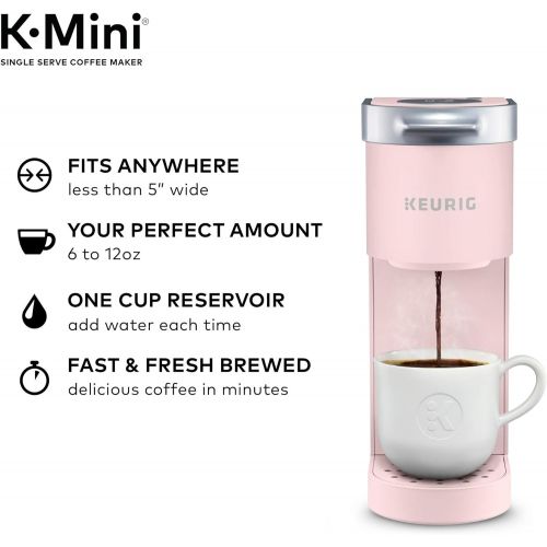  Keurig K-Mini Coffee Maker, Single Serve K-Cup Pod Coffee Brewer, 6 to 12 Oz. Brew Sizes, Dusty Rose