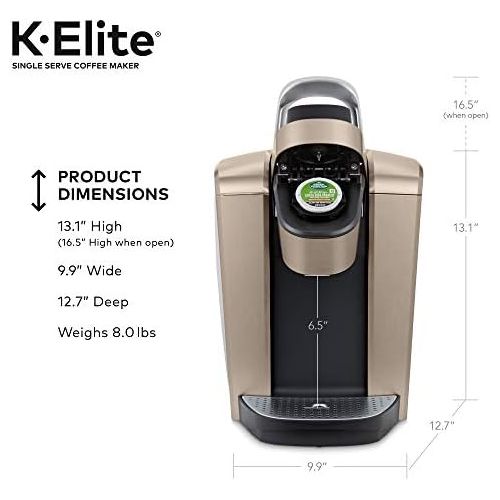  Keurig K-Elite Coffee Maker, Single Serve K-Cup Pod Coffee Brewer, With Iced Coffee Capability, Brushed Gold