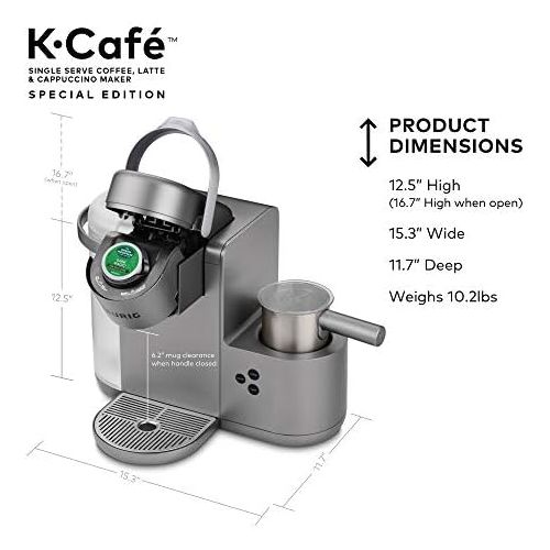  Keurig K-Cafe Special Edition Single Serve K-Cup Pod Coffee, Latte and Cappuccino Maker, Comes with Dishwasher Safe Milk Frother, Shot Capability, Nickel