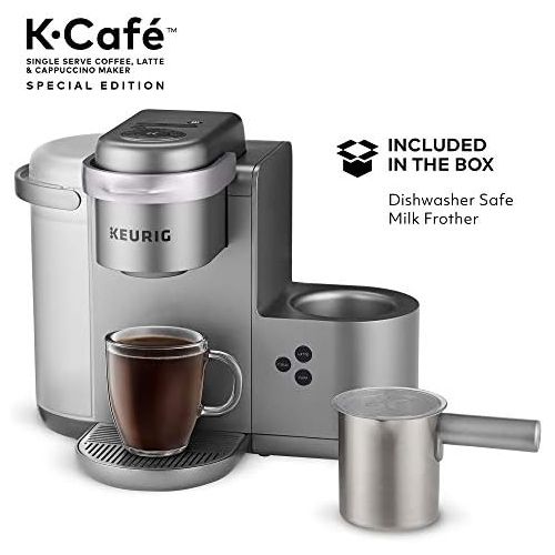  Keurig K-Cafe Special Edition Single Serve K-Cup Pod Coffee, Latte and Cappuccino Maker, Comes with Dishwasher Safe Milk Frother, Shot Capability, Nickel