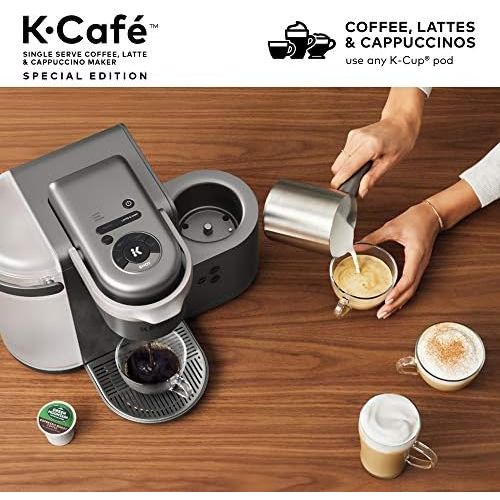  Keurig K-Cafe Special Edition Single Serve K-Cup Pod Coffee, Latte and Cappuccino Maker, Comes with Dishwasher Safe Milk Frother, Shot Capability, Nickel