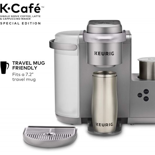  Keurig K-Cafe Special Edition Single Serve K-Cup Pod Coffee, Latte and Cappuccino Maker, Comes with Dishwasher Safe Milk Frother, Shot Capability, Nickel