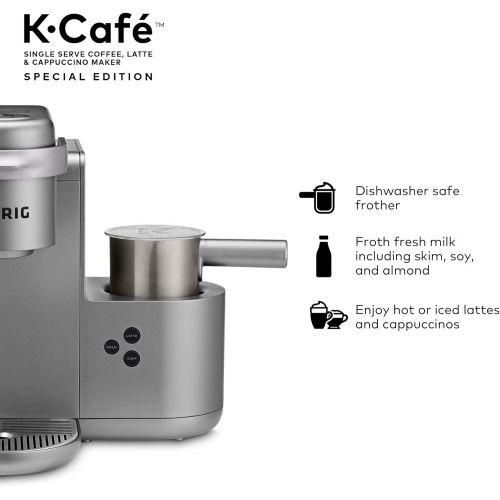  Keurig K-Cafe Special Edition Single Serve K-Cup Pod Coffee, Latte and Cappuccino Maker, Comes with Dishwasher Safe Milk Frother, Shot Capability, Nickel