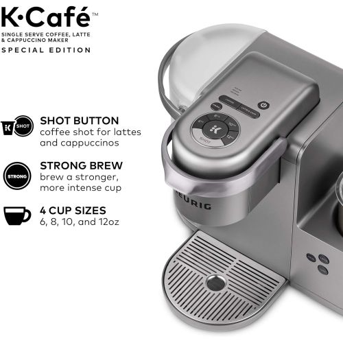  Keurig K-Cafe Special Edition Single Serve K-Cup Pod Coffee, Latte and Cappuccino Maker, Comes with Dishwasher Safe Milk Frother, Shot Capability, Nickel