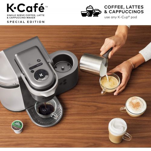  Keurig K-Cafe Special Edition Single Serve K-Cup Pod Coffee, Latte and Cappuccino Maker, Comes with Dishwasher Safe Milk Frother, Shot Capability, Nickel