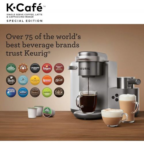  Keurig K-Cafe Special Edition Single Serve K-Cup Pod Coffee, Latte and Cappuccino Maker, Comes with Dishwasher Safe Milk Frother, Shot Capability, Nickel