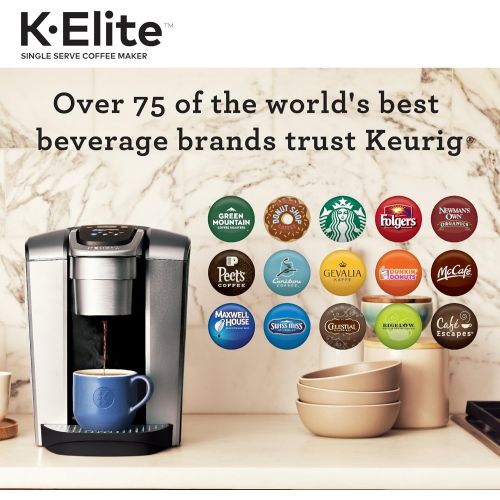  Keurig K-Elite Coffee Maker, Single Serve K-Cup Pod Coffee Brewer, With Iced Coffee Capability, Brushed Silver