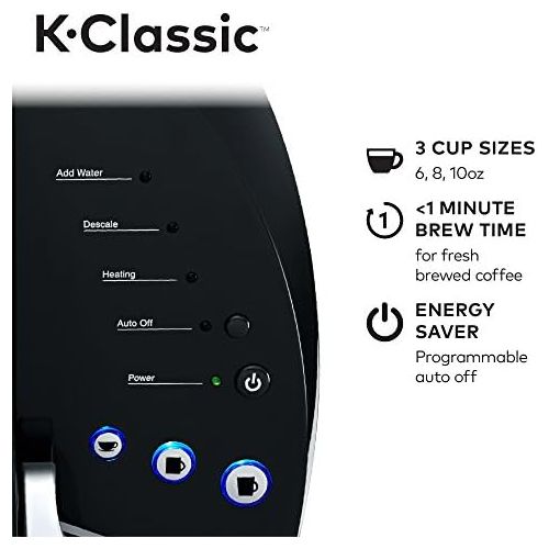  Keurig K-Classic Coffee Maker K-Cup Pod, Single Serve, Programmable, 6 to 10 oz. Brew Sizes, Black