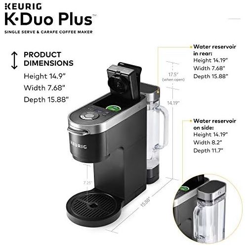  Keurig K-Duo Plus Coffee Maker, Single Serve and 12-Cup Carafe Drip Coffee Brewer, Compatible with K-Cup Pods and Ground Coffee, Black