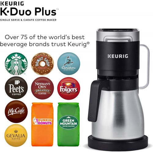  Keurig K-Duo Plus Coffee Maker, Single Serve and 12-Cup Carafe Drip Coffee Brewer, Compatible with K-Cup Pods and Ground Coffee, Black