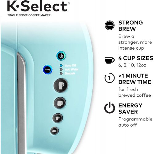  Keurig K-Select Coffee Maker, Single Serve K-Cup Pod Coffee Brewer, With Strength Control and Hot Water On Demand, Oasis