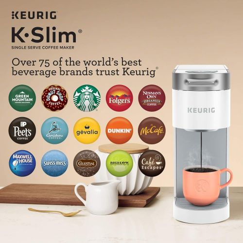  Keurig K-Slim Coffee Maker, Single Serve K-Cup Pod Coffee Brewer, 8 to 12 oz. Brew Sizes, White