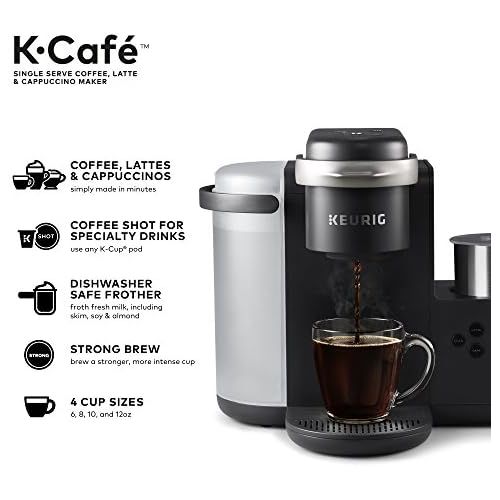  Keurig K-Cafe Single-Serve K-Cup Coffee Maker, Latte Maker and Cappuccino Maker, Comes with Dishwasher Safe Milk Frother, Coffee Shot Capability, Compatible with all Keurig K-Cup P