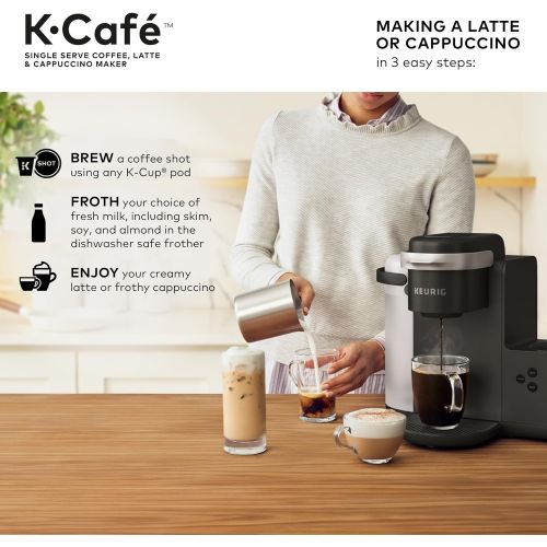  Keurig K-Cafe Single-Serve K-Cup Coffee Maker, Latte Maker and Cappuccino Maker, Comes with Dishwasher Safe Milk Frother, Coffee Shot Capability, Compatible with all Keurig K-Cup P