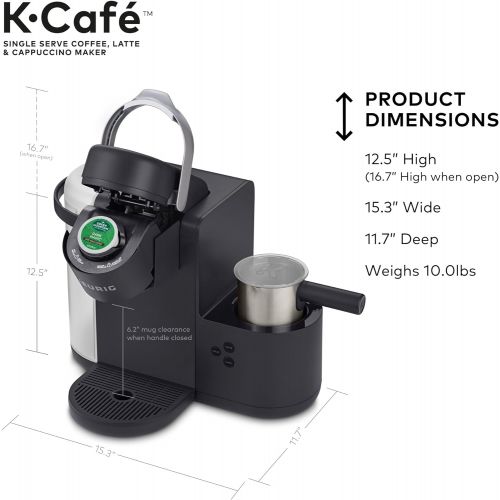  Keurig K-Cafe Coffee Maker, Single Serve K-Cup Pod Coffee, Latte and Cappuccino Maker, Comes with Dishwasher Safe Milk Frother, Coffee Shot Capability, Compatible With all K-Cup Po