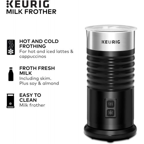  Keurig Standalone Frother Works Non-Dairy Milk, Hot and Cold Frothing, 6 Oz, Black