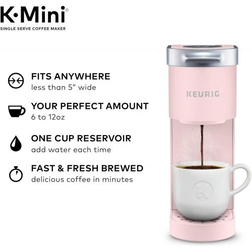  Keurig K-Mini Coffee Maker, Single Serve K-Cup Pod Coffee Brewer, 6 to 12 oz. Brew Sizes, Dusty Rose