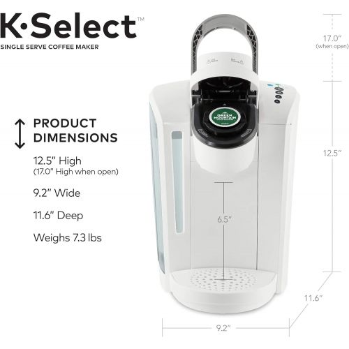  Keurig K-Select Coffee Maker, Single Serve K-Cup Pod Coffee Brewer, With Strength Control and Hot Water On Demand, Matte White