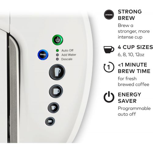  Keurig K-Select Coffee Maker, Single Serve K-Cup Pod Coffee Brewer, With Strength Control and Hot Water On Demand, Matte White