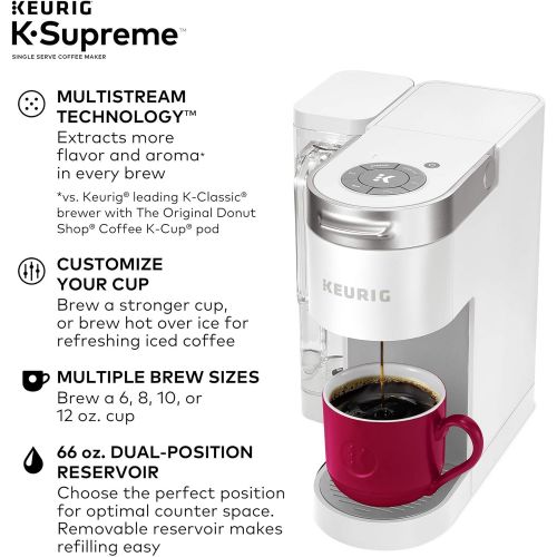  Keurig K-Supreme Coffee Maker, Single Serve K-Cup Pod Coffee Brewer, With MultiStream Technology, 66 Oz Dual-Position Reservoir, and Customizable Settings, White
