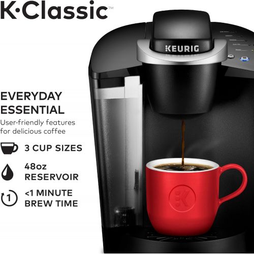  Keurig K-Classic Coffee Maker K-Cup Pod, Single Serve, Programmable, 6 to 10 oz. Brew Sizes, Black