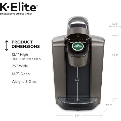  Keurig K-Elite Coffee Maker, Single Serve K-Cup Pod Coffee Brewer, With Iced Coffee Capability, Brushed Slate