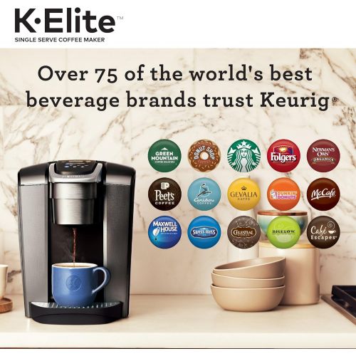  Keurig K-Elite Coffee Maker, Single Serve K-Cup Pod Coffee Brewer, With Iced Coffee Capability, Brushed Slate