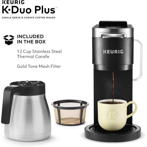  Keurig K-Duo Plus Coffee Maker, Single Serve and 12-Cup Carafe Drip Coffee Brewer, Compatible with K-Cup Pods and Ground Coffee, Black