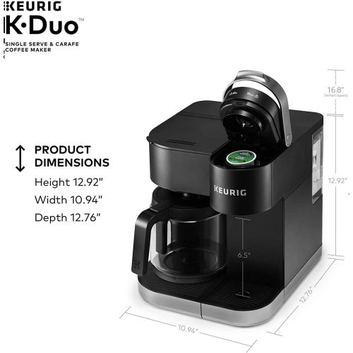  Keurig K-Duo Coffee Maker, Single Serve and 12-Cup Carafe Drip Coffee Brewer, Compatible with K-Cup Pods and Ground Coffee, Black