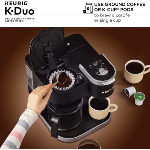  Keurig K-Duo Coffee Maker, Single Serve and 12-Cup Carafe Drip Coffee Brewer, Compatible with K-Cup Pods and Ground Coffee, Black