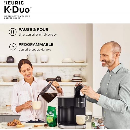  Keurig K-Duo Coffee Maker, Single Serve and 12-Cup Carafe Drip Coffee Brewer, Compatible with K-Cup Pods and Ground Coffee, Black