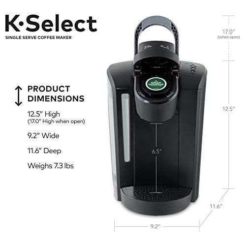  Keurig K-Select Coffee Maker, Single Serve K-Cup Pod Coffee Brewer, With Strength Control and Hot Water On Demand, Matte Black
