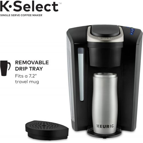  Keurig K-Select Coffee Maker, Single Serve K-Cup Pod Coffee Brewer, With Strength Control and Hot Water On Demand, Matte Black