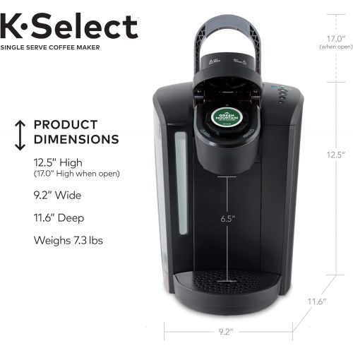  Keurig K-Select Coffee Maker, Single Serve K-Cup Pod Coffee Brewer, With Strength Control and Hot Water On Demand, Matte Black