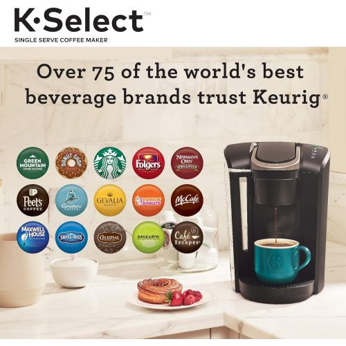  Keurig K-Select Coffee Maker, Single Serve K-Cup Pod Coffee Brewer, With Strength Control and Hot Water On Demand, Matte Black